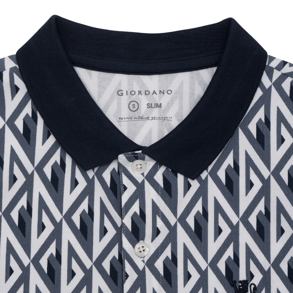 GIORDANO Men's Cotton Lycra All Over Print Polo (01015234)