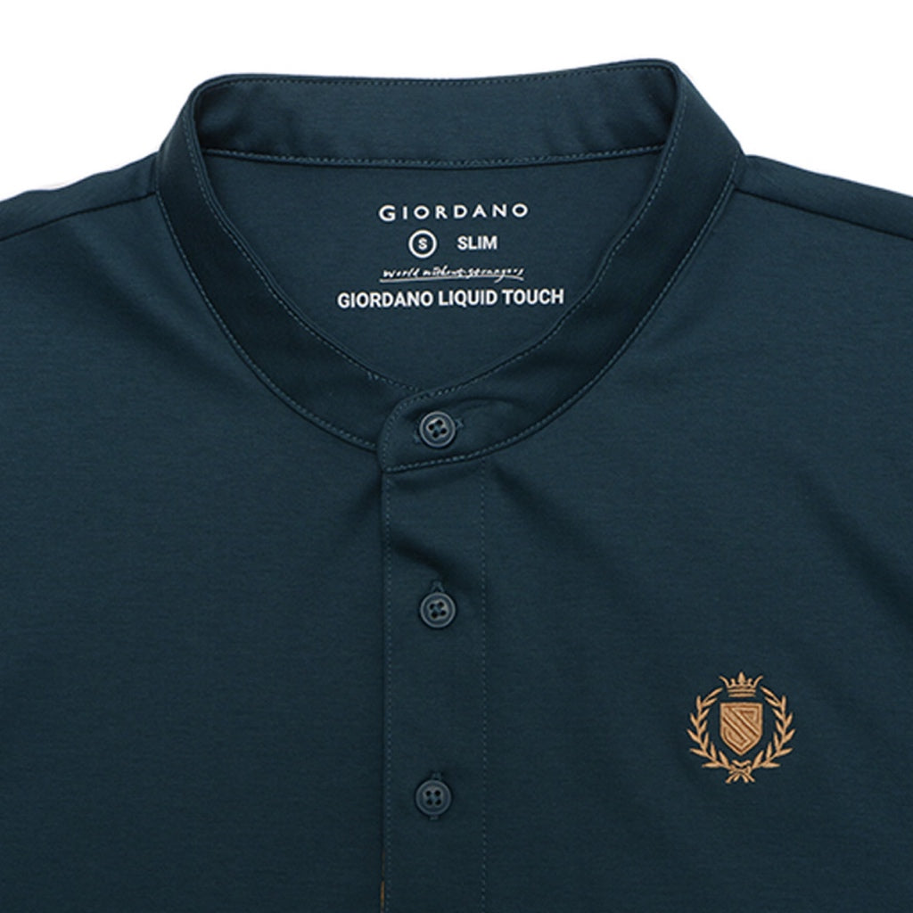 Men's Embroidery Henley Tee (01024644) - 04 - Emerald Green