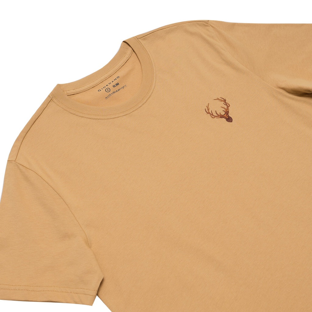 GIORDANO Men's Crew Neck Deer Head Tee (01024641) - 05 - Yellow Mosaic