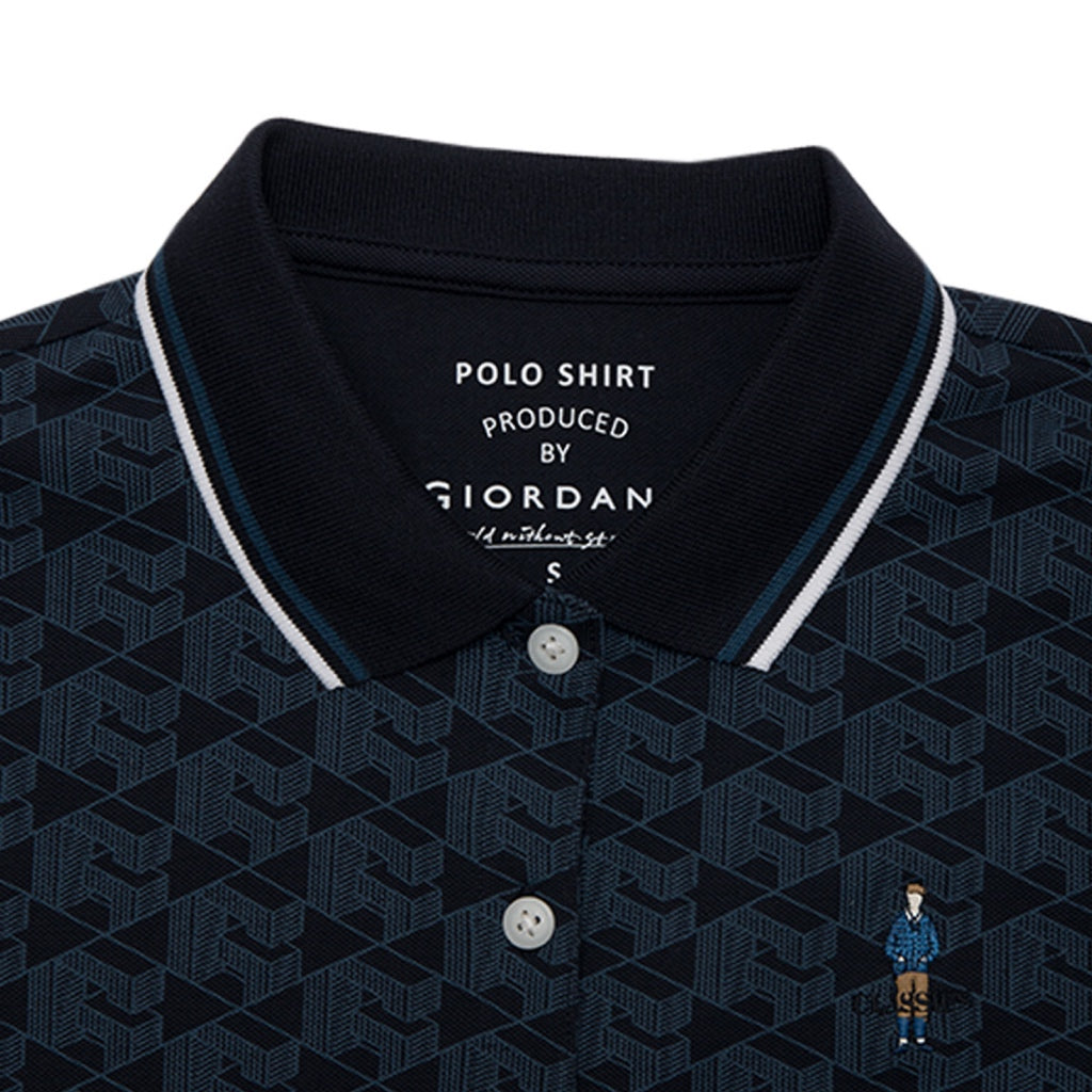 GIORDANO Women's Classic Man  All Over Print Polo (05314234) - 11 - Signature Navy
