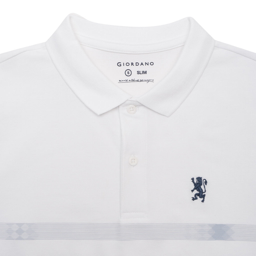 GIORDANO Men's Cotton Lycra Striped Small Lion Polo (01015232)