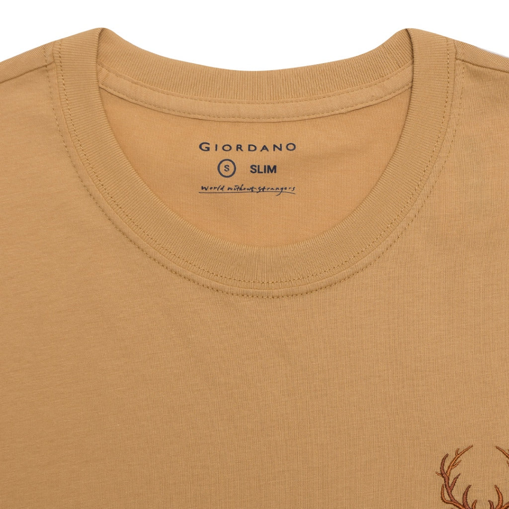 GIORDANO Men's Crew Neck Deer Head Tee (01024641) - 05 - Yellow Mosaic