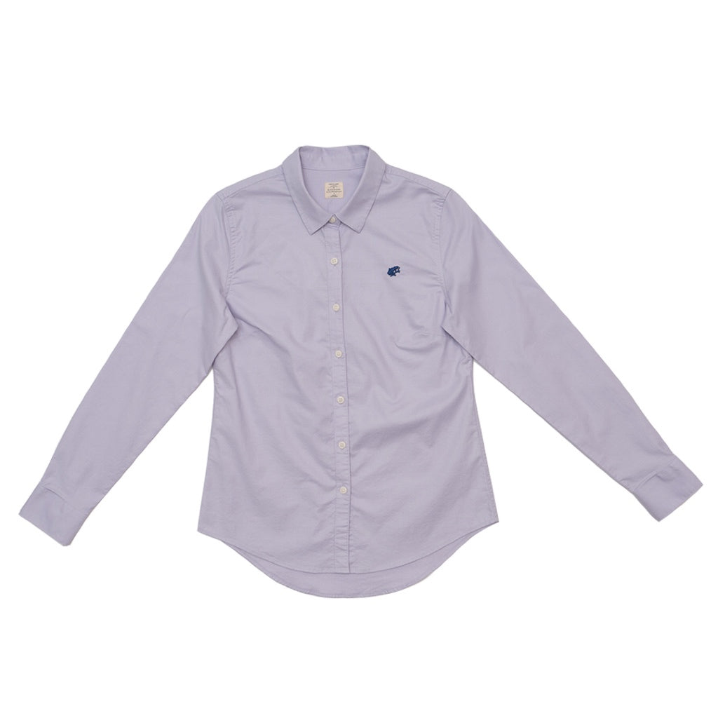 GIORDANO Women's Frog Stretch Oxford Acute Collar Long Sleeves Slim Fit Shirt (05345022)