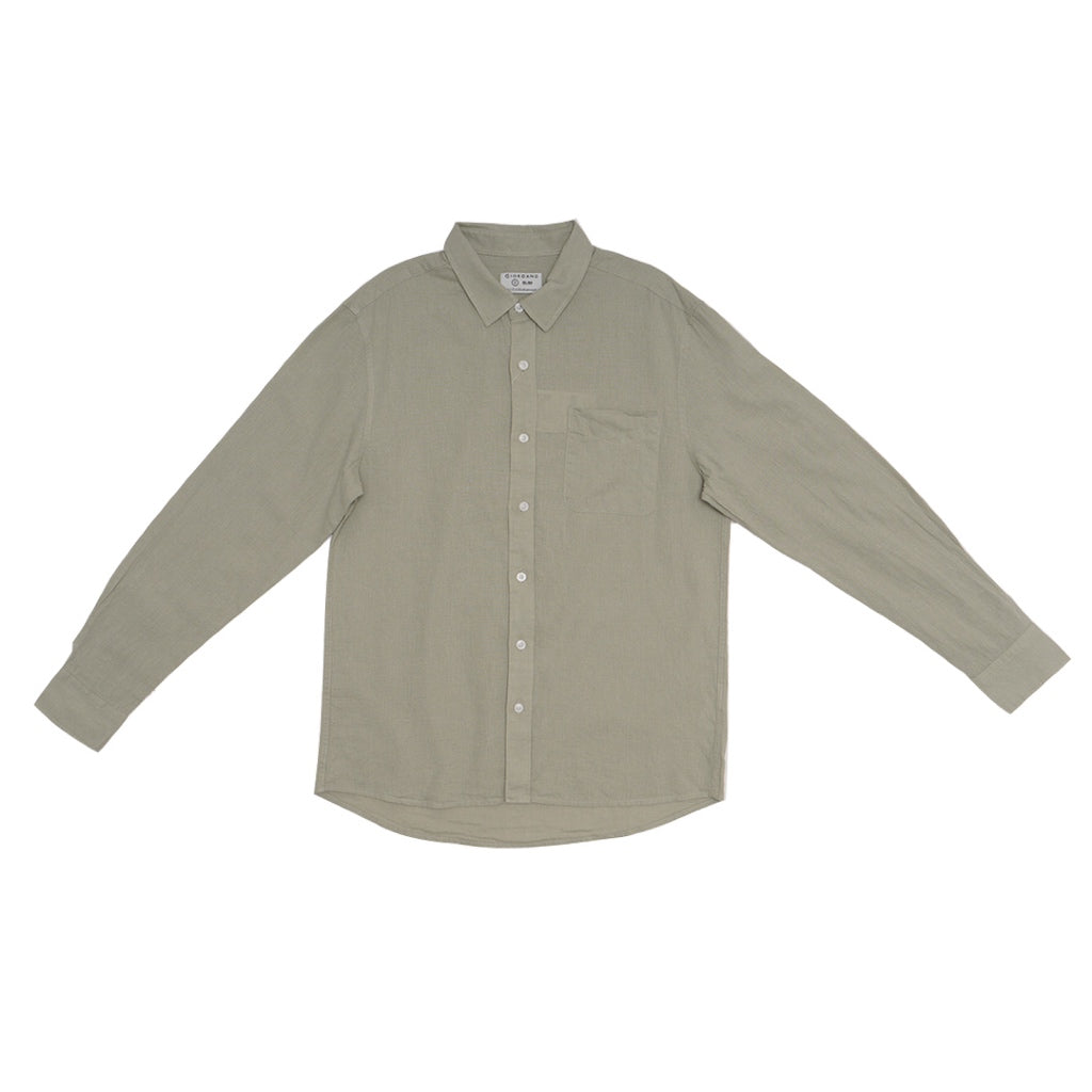 GIORDANO Men's Linen Cotton Poplin Long Sleeves Shirt (01045201)