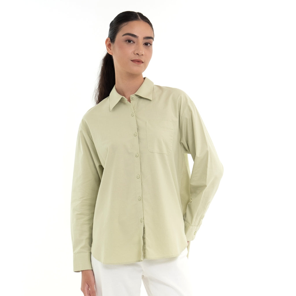 Women's Oxford Long Sleeves Loose Shirt (05344002) - 03 - Green