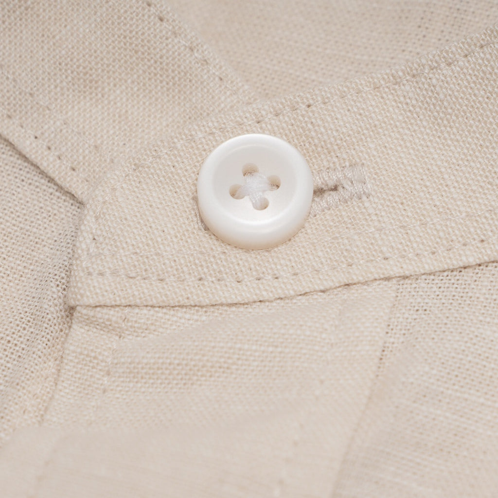 GIORDANO Men's Linen Cotton Poplin Stand Collar Short Sleeves Shirt (01045204)