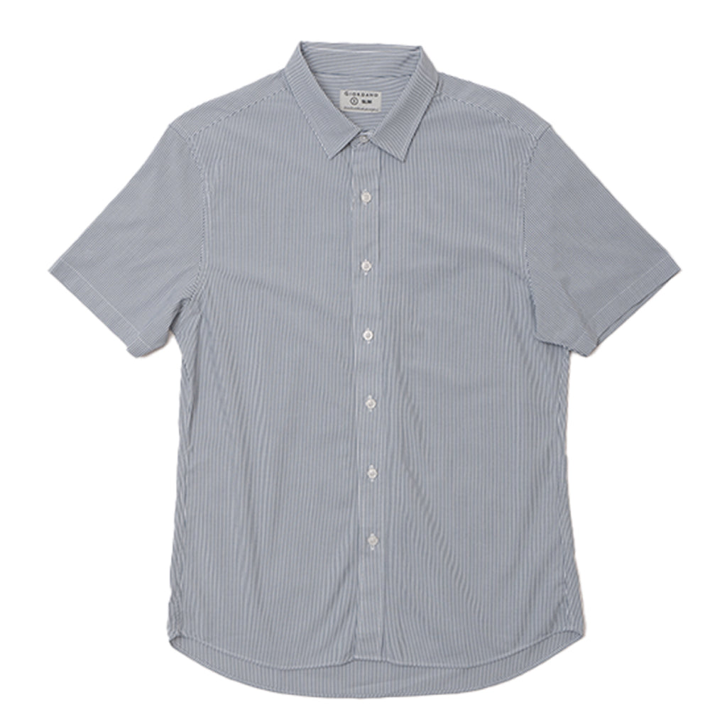 GIORDANO Men's Twill Slim Fit Short Sleeves Shirt (01045214)
