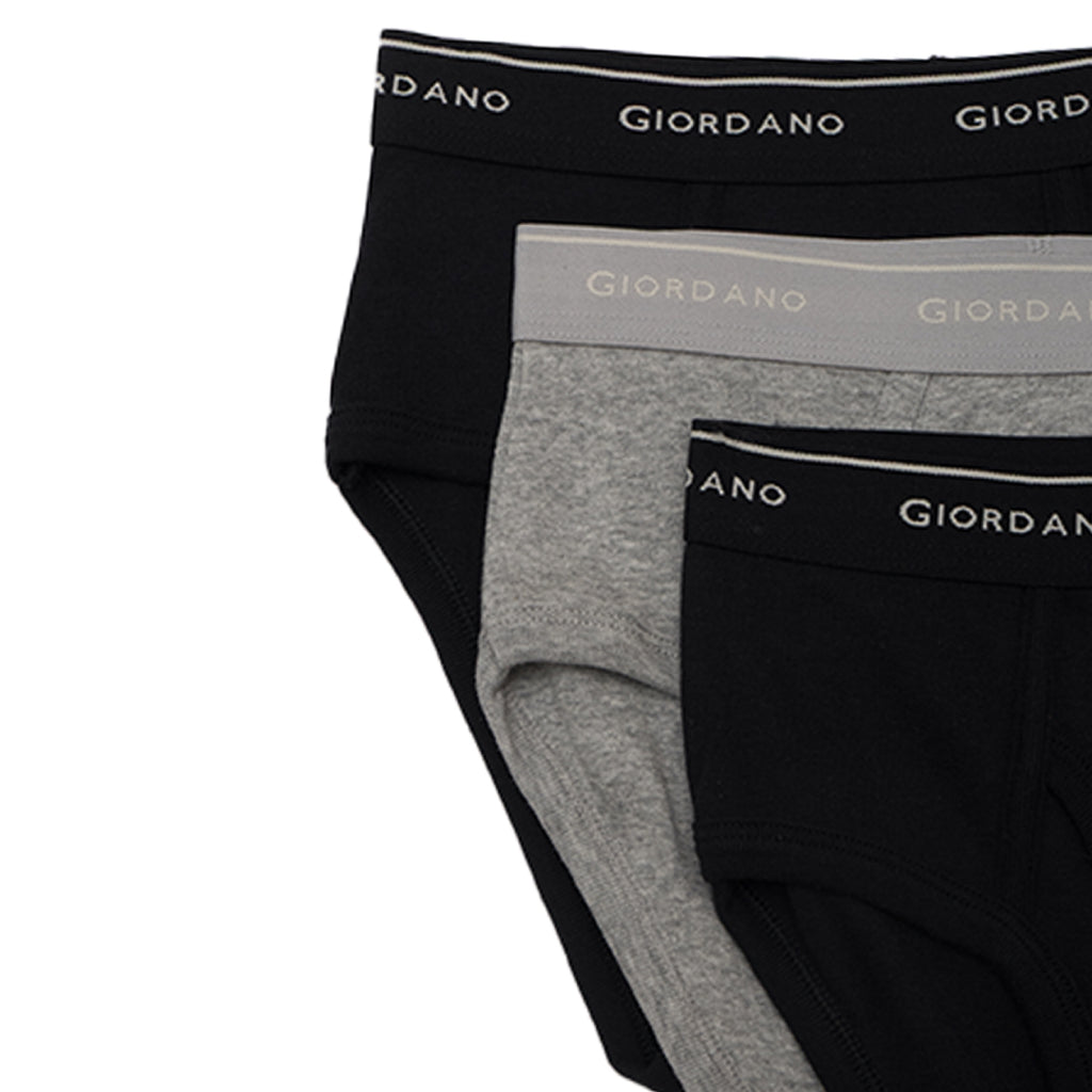 GIORDANO Men's Cotton Ribbed 6 in a Pack Essential Classic Brief (01175114)
