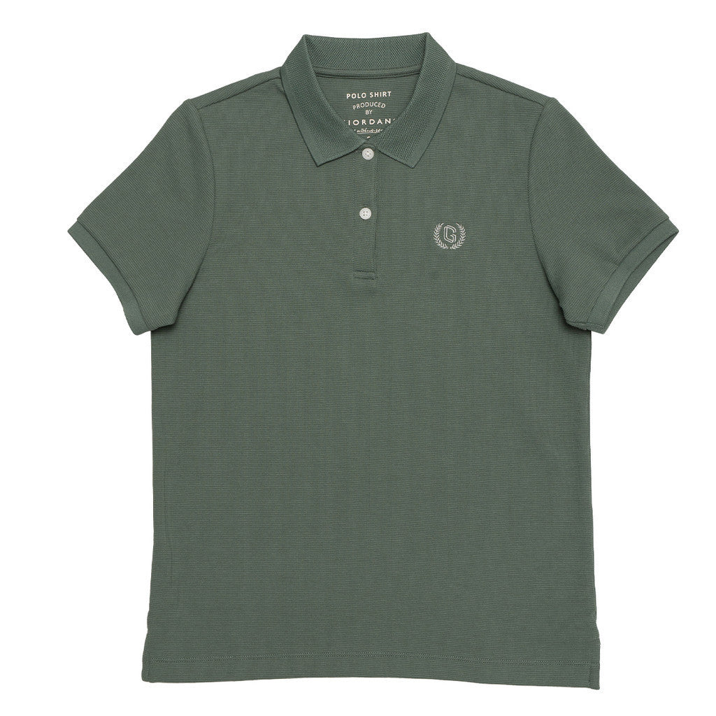 GIORDANO Women's Cotton Polyester Waffle Polo (05313253)-10 Laurel Wreath