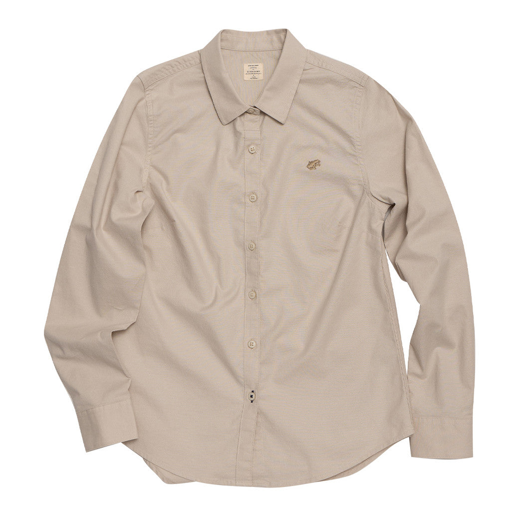 Women's Frog Long Sleeves Oxford Shirt (05344012)-14 Khaki