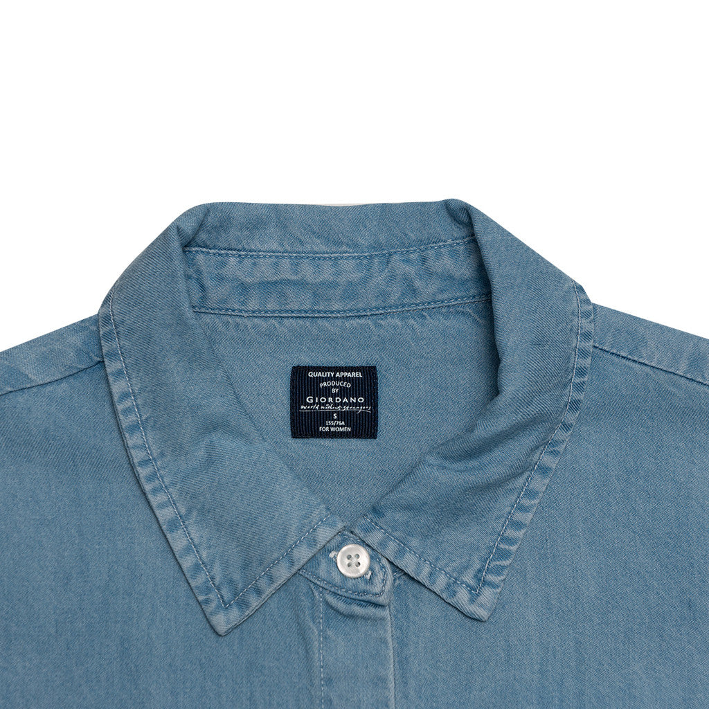 Women's Tencel Denim Long Sleeves Loose Fit Shirt (05344008)-01 Lt Indigo
