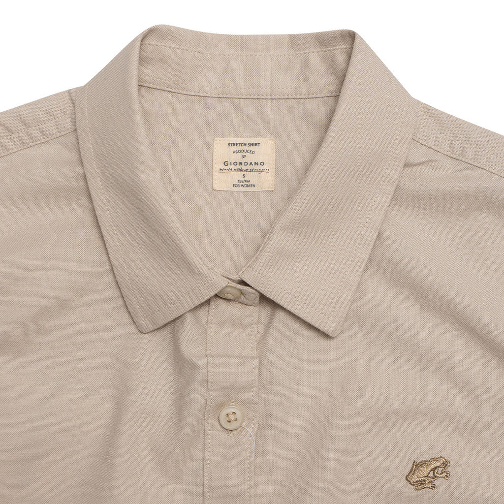 Women's Frog Long Sleeves Oxford Shirt (05344012)-14 Khaki