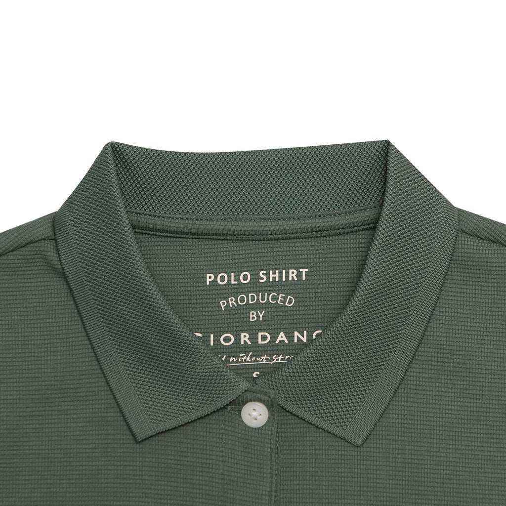 GIORDANO Women's Cotton Polyester Waffle Polo (05313253)-10 Laurel Wreath