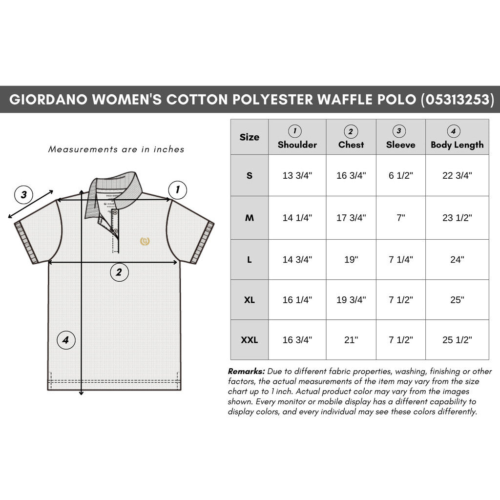 GIORDANO Women's Cotton Polyester Waffle Polo (05313253)-10 Laurel Wreath