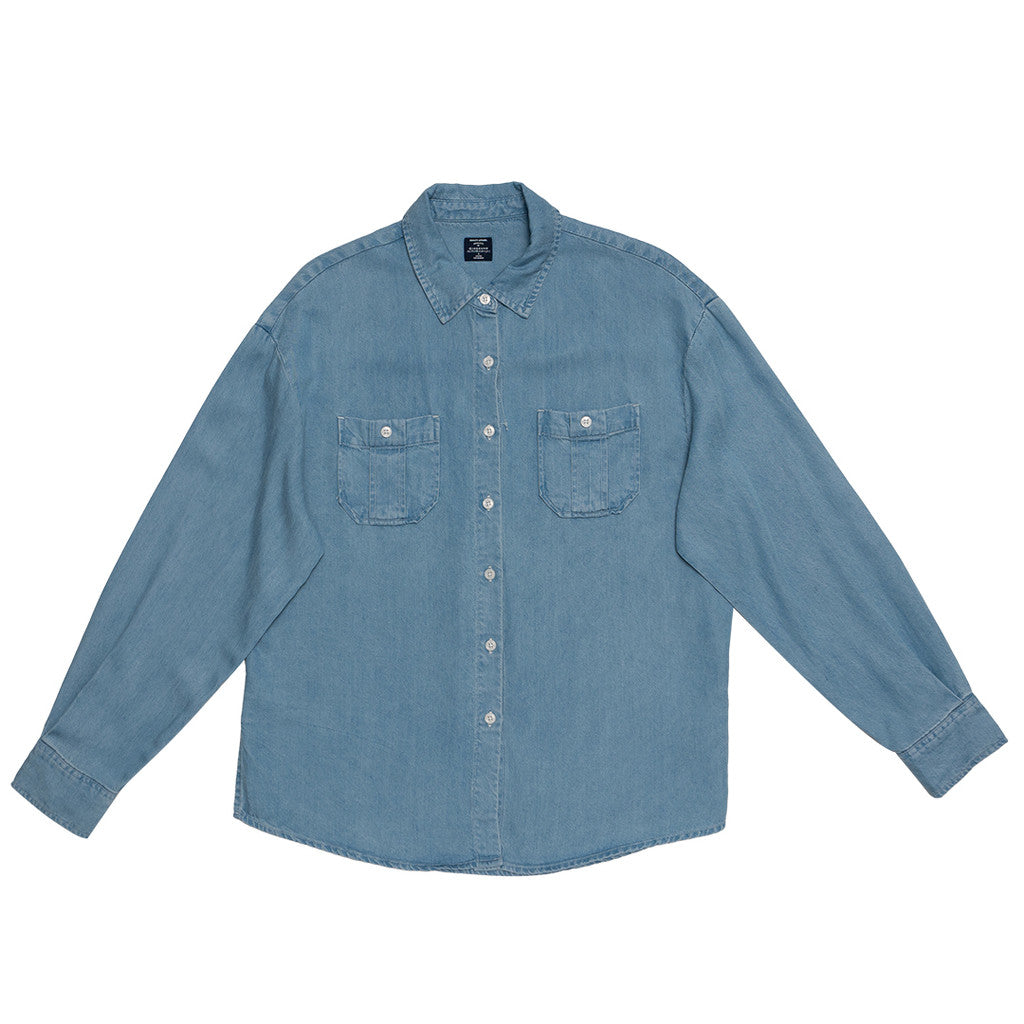 Women's Tencel Denim Long Sleeves Loose Fit Shirt (05344008)-01 Lt Indigo