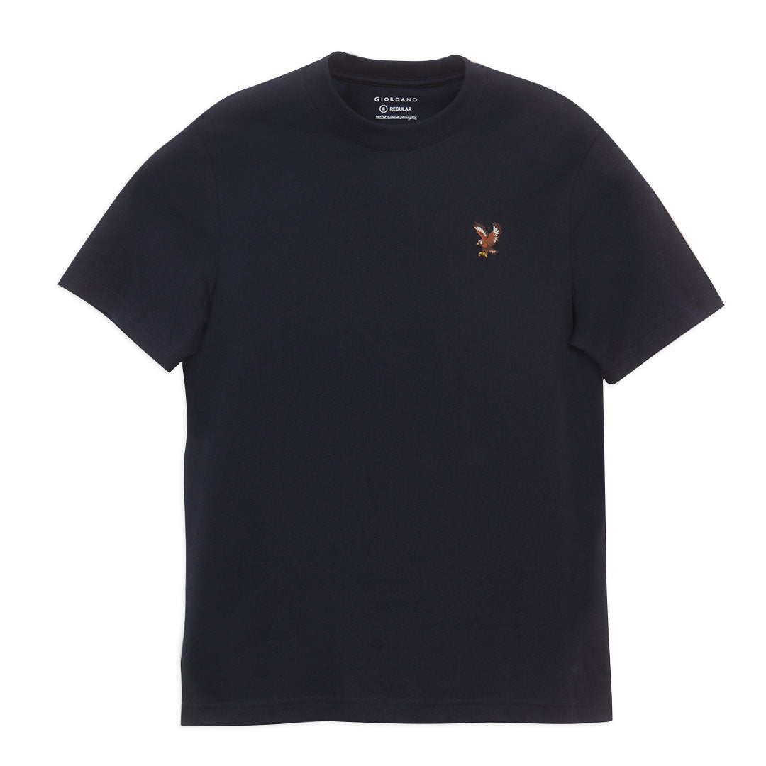GIORDANO Men's Cotton Jersey Crew Neck Regular Fit Embroidery Print Tee�(01026201)