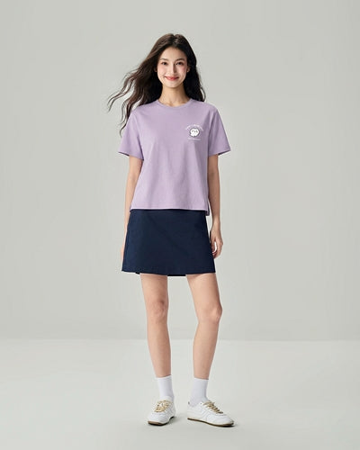 GIORDANO x Chiikawa Women's Cotton Blend Jersey Crew Neck Boyfriend Fit Printed Tee (05396406)