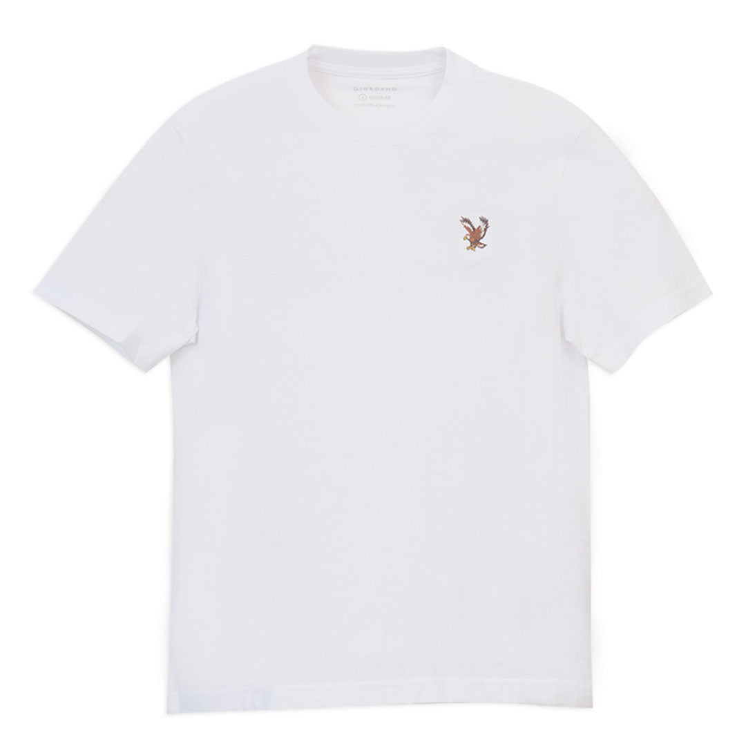 GIORDANO Men's Cotton Jersey Crew Neck Regular Fit Embroidery Print Tee�(01026201)