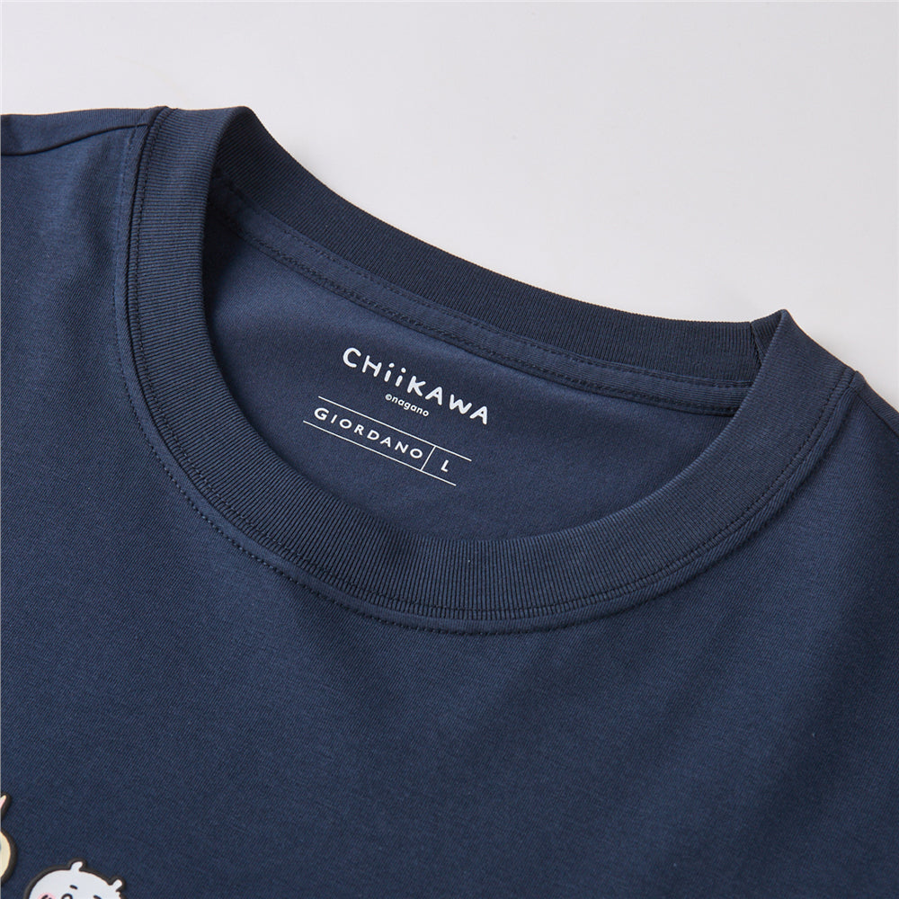 GIORDANO x Chiikawa Men's Sorona Jersey Crew Neck Relax Fit Printed Tee (01096087)